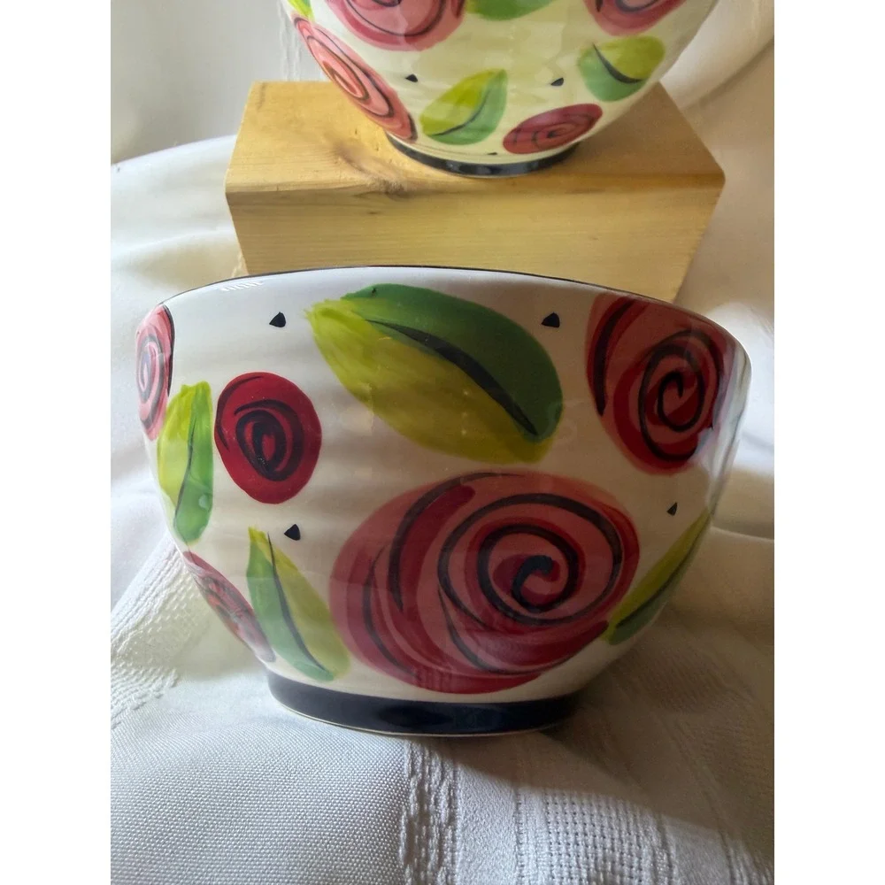 Mary Rose Young Rose Cereal Bowls Set of 4 Pink Green Floral 6